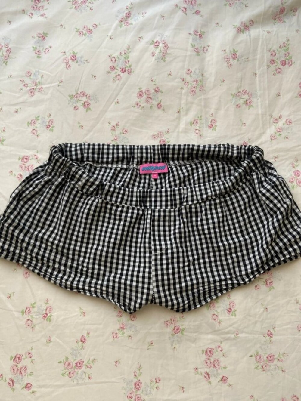 Black and White Gingham Low Rise Shorts M